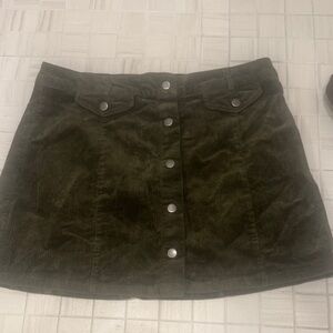 Love Tree Dark Green Corduroy Mini Skirt
